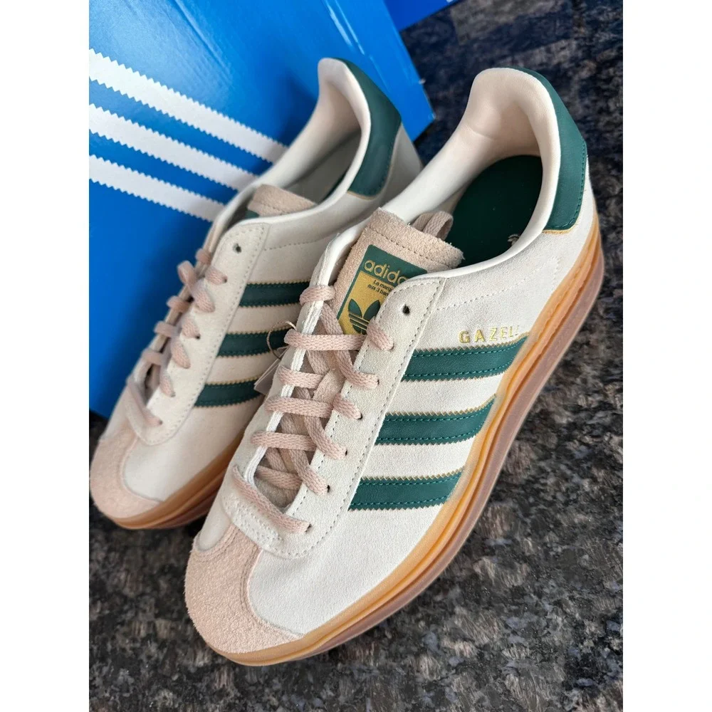 Adidas Gazelle Bold W Cream White Collegiate Green‎ ID7056 Womens Size 11 NEW